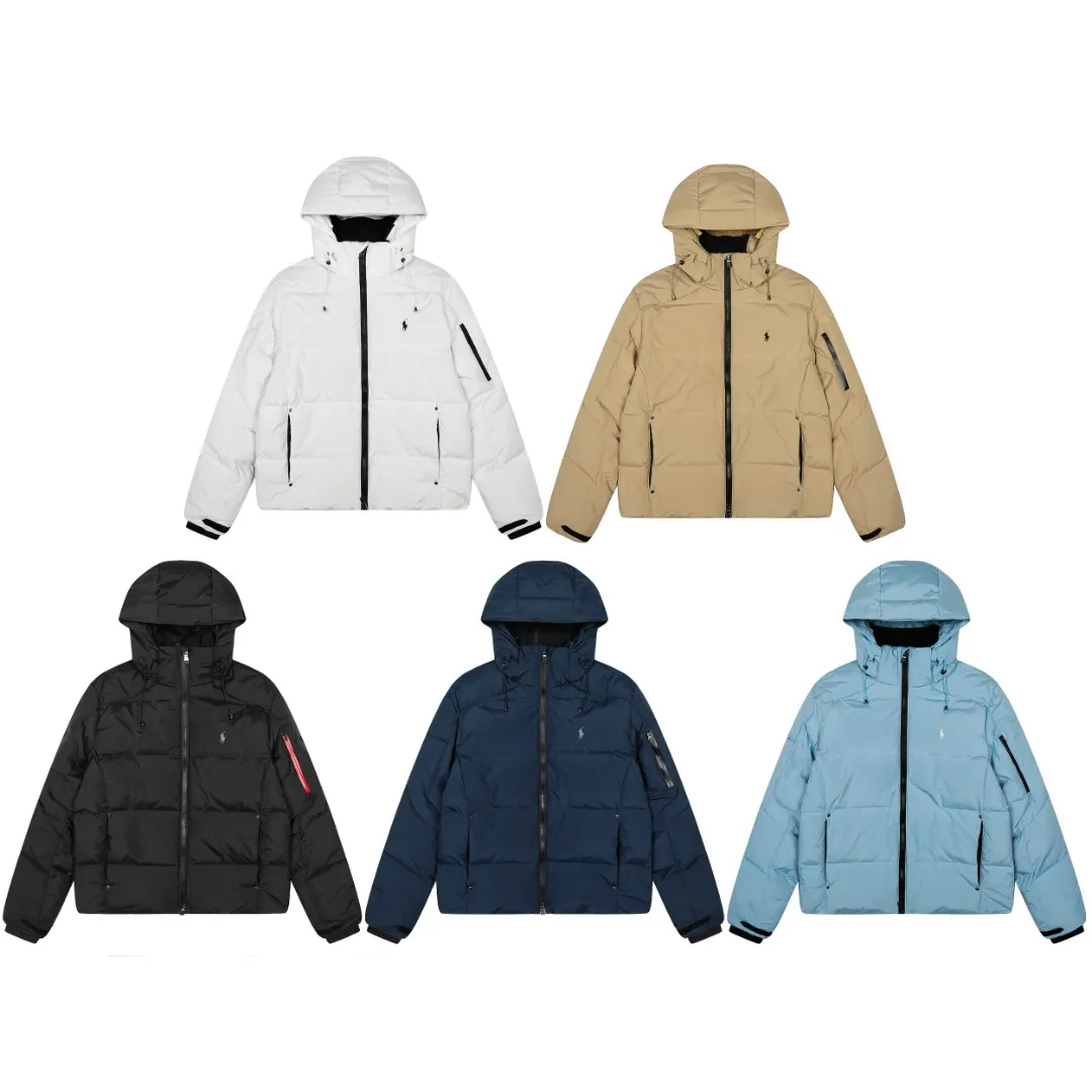 P720 Top quality" Style number: 9004# [Ralph Lauren winter basic classic embroidered men's and women's couple's same style hooded down jacket] ✅Ralph Lauren American retro arm zipper high version top-level down filling winter down jacket ✅100% high-quality white duck down, high version top-level down filling ✅Double-layer inner velvet to strictly prevent velvet running ✅Built-in adjustable drawstring, windproof and cold-proof, considerate and in place ✅Original version The maximum size can be worn up to 200 pounds. Loose and comfortable, no pressure. ✅Same style for male and female couples. Recommended OOTD outfits in winter~ Size: S-XL Color: Black White Khaki Navy Blue Light Blue